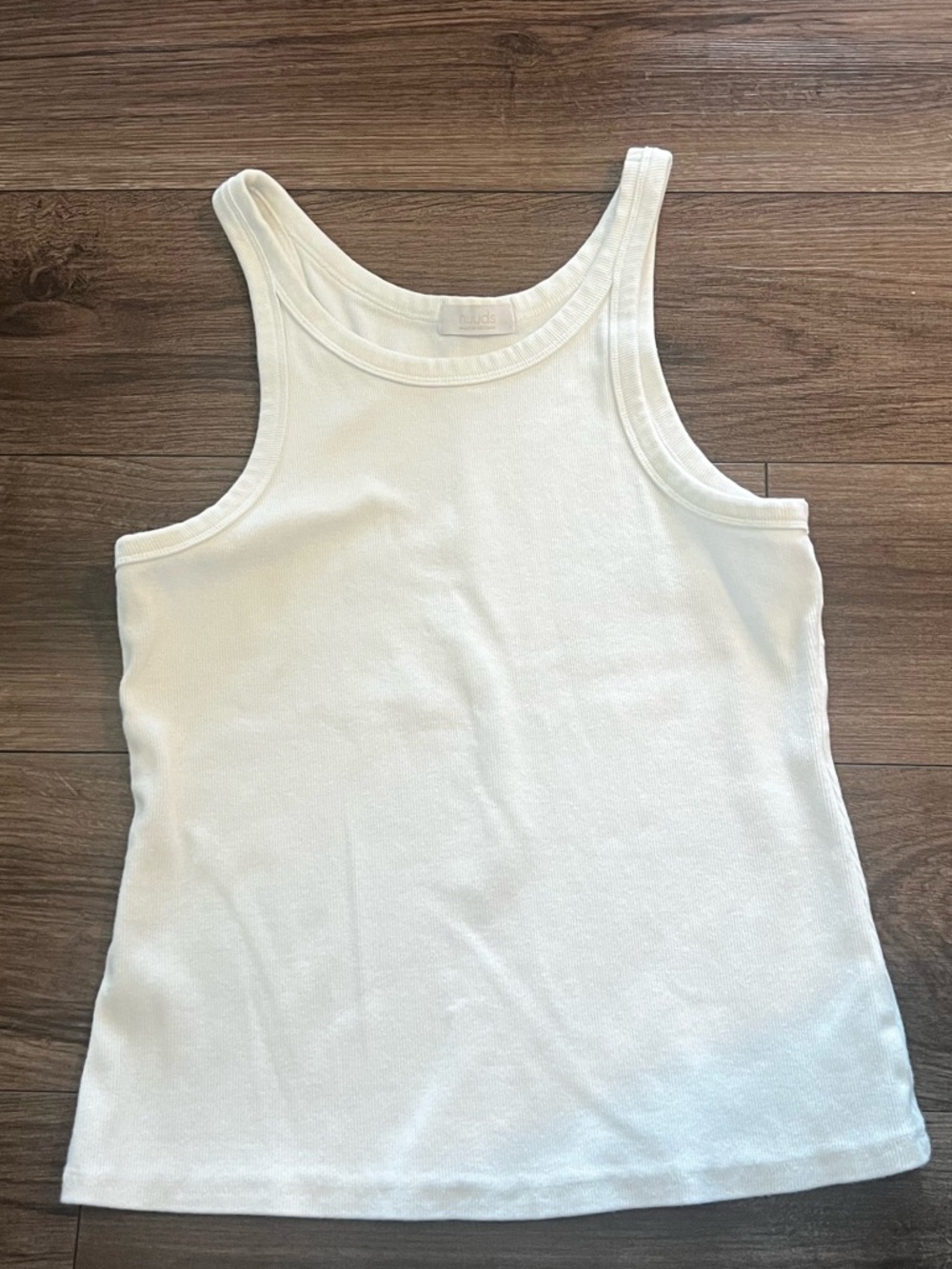nuuds White Ribbed Racer Tank - Picture 4 of 4